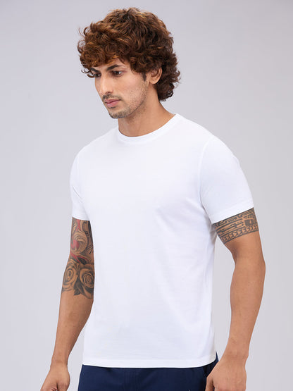Park Avenue Men White Regular Fit Cotton Blend T-Shirt