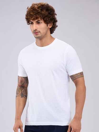 Park Avenue Men White Regular Fit Cotton T-Shirt