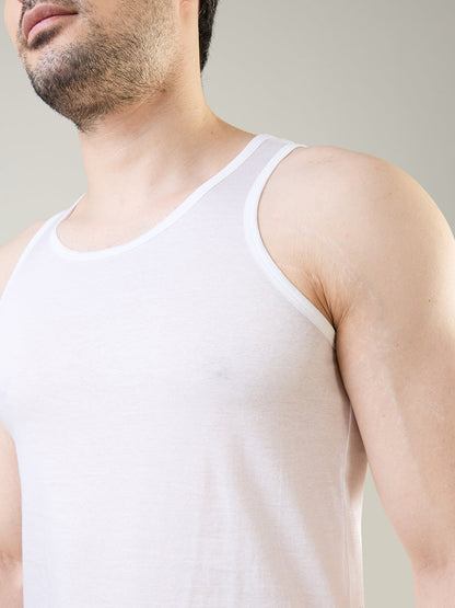 Park Avenue Men White Cotton Vest