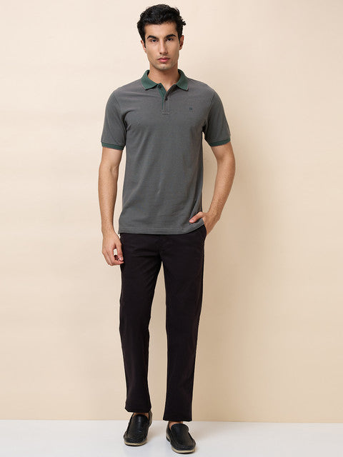 Raymond Men Green Structure Modern Fit Cotton T-Shirt