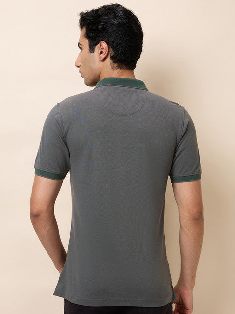 Raymond Men Green Structure Modern Fit Cotton T-Shirt