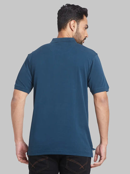 Men Green Contemporary Fit Solid Knit Cotton Polo T-Shirt