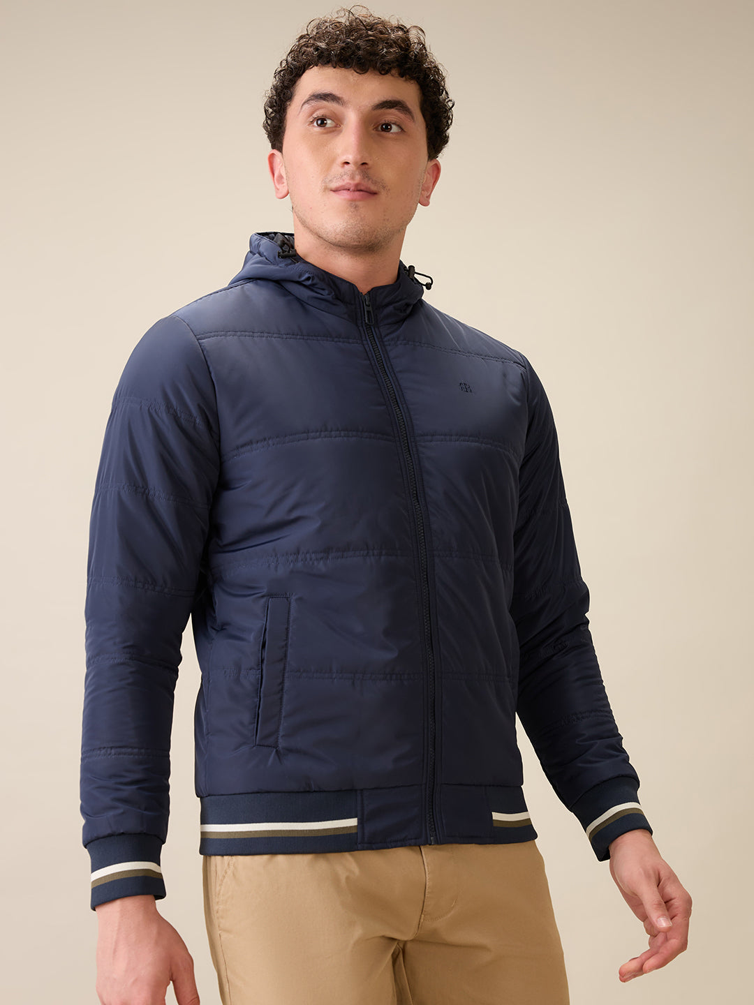 Raymond Men Blue Solid Regular Fit Polyester Full Sleeve Jacket