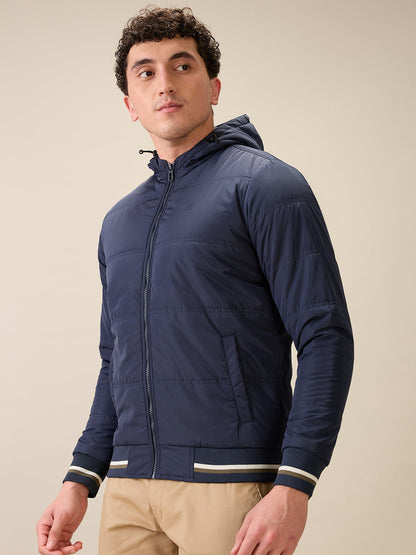 Raymond Men Blue Solid Regular Fit Polyester Full Sleeve Jacket