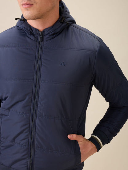 Raymond Men Blue Solid Regular Fit Polyester Full Sleeve Jacket