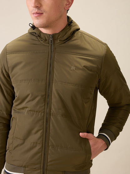 Raymond Men Green Solid Regular Fit Polyester Full Sleeve Jacket