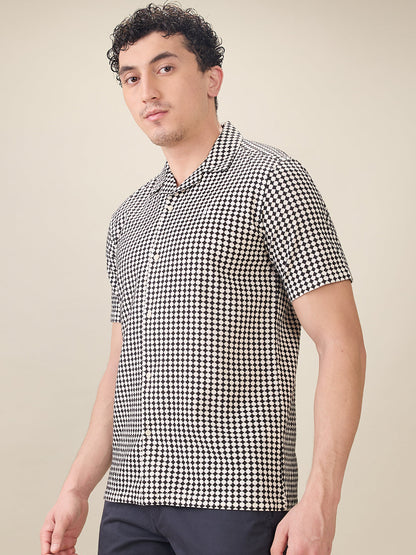 Raymond Men Black Printed Regular Fit Cotton Half Sleeve Casual Shirt