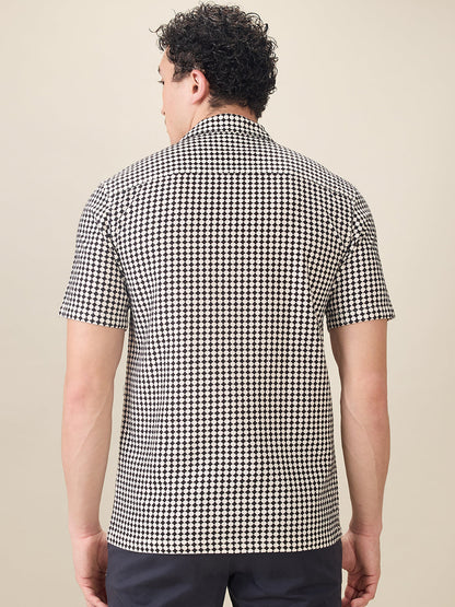 Raymond Men Black Printed Regular Fit Cotton Half Sleeve Casual Shirt