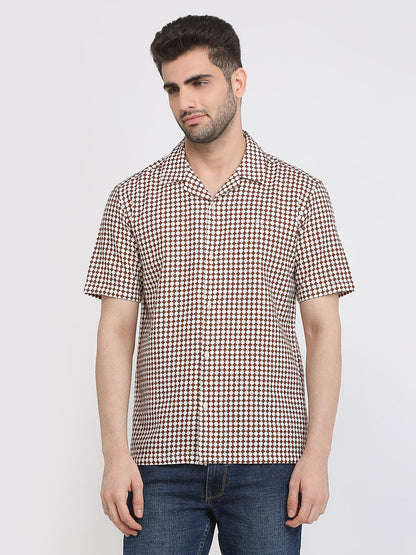 Raymond Men Brown Printed Regular Fit Cotton Casual Shirt