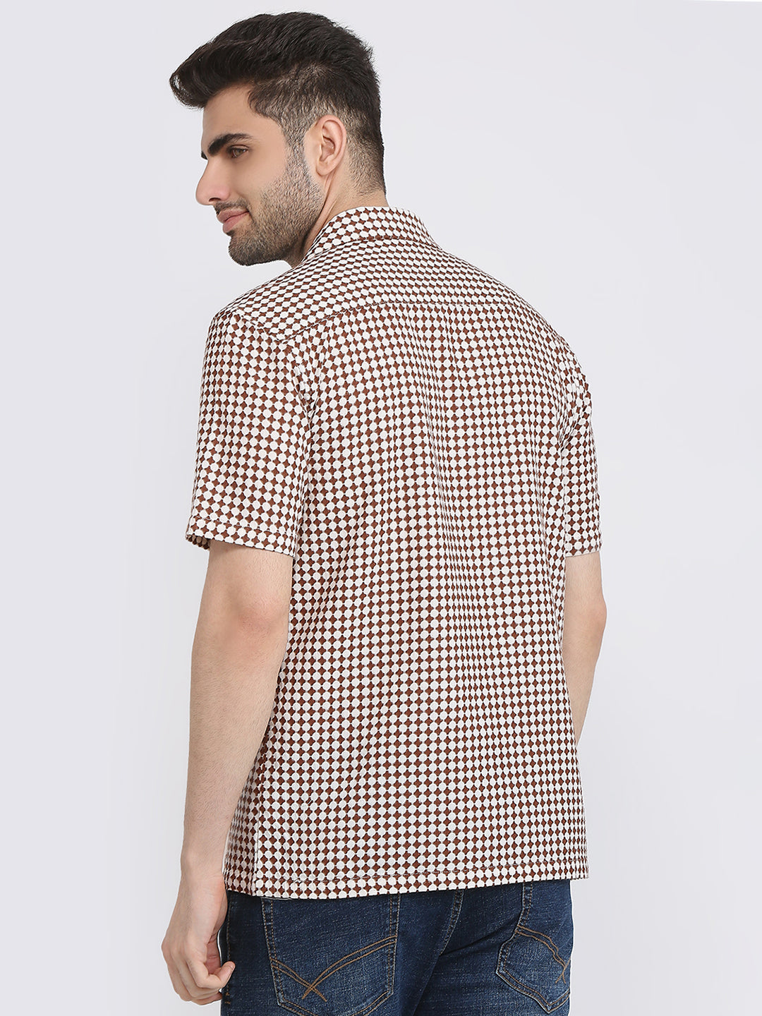 Raymond Men Brown Printed Regular Fit Cotton Casual Shirt