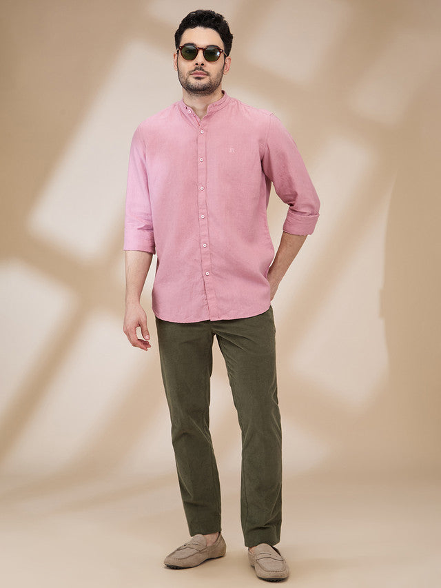 Raymond Men Pink Solid Regular Fit Linen Casual Shirt