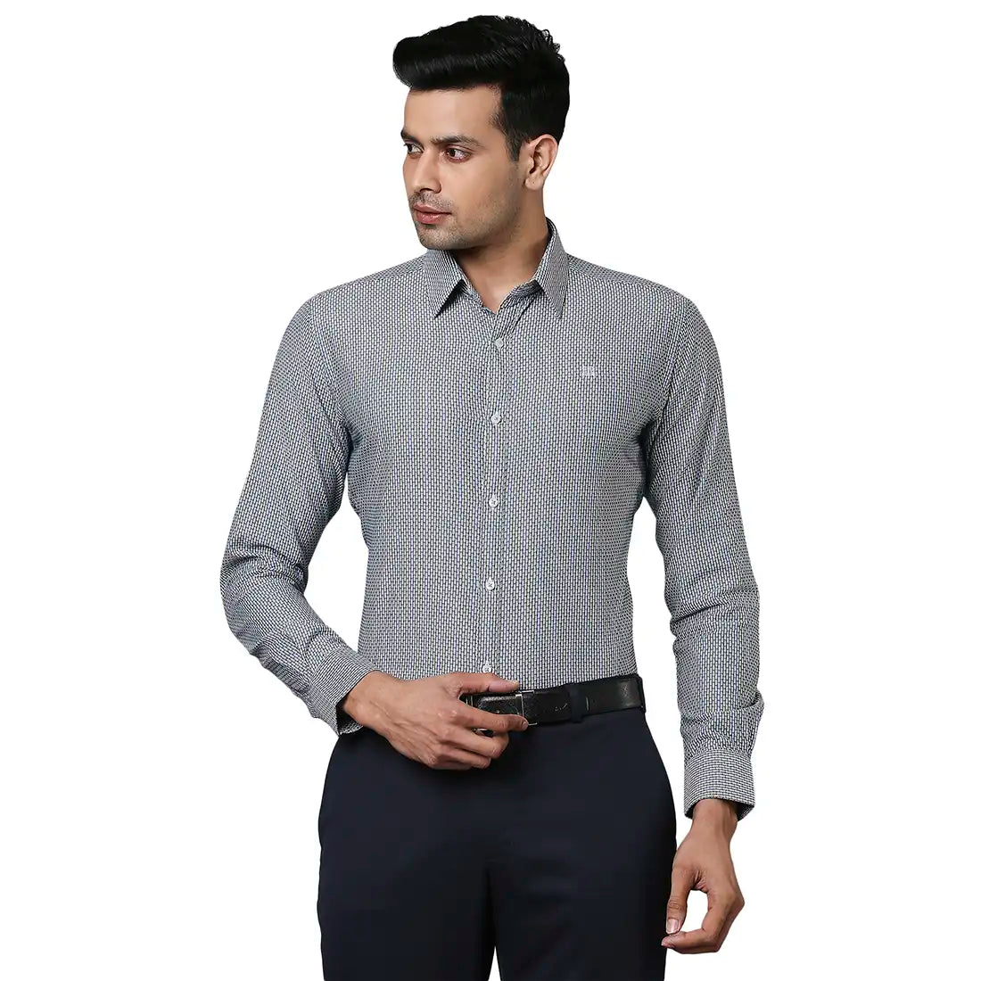 Men Green Slim Fit Stripe Cotton Shirts