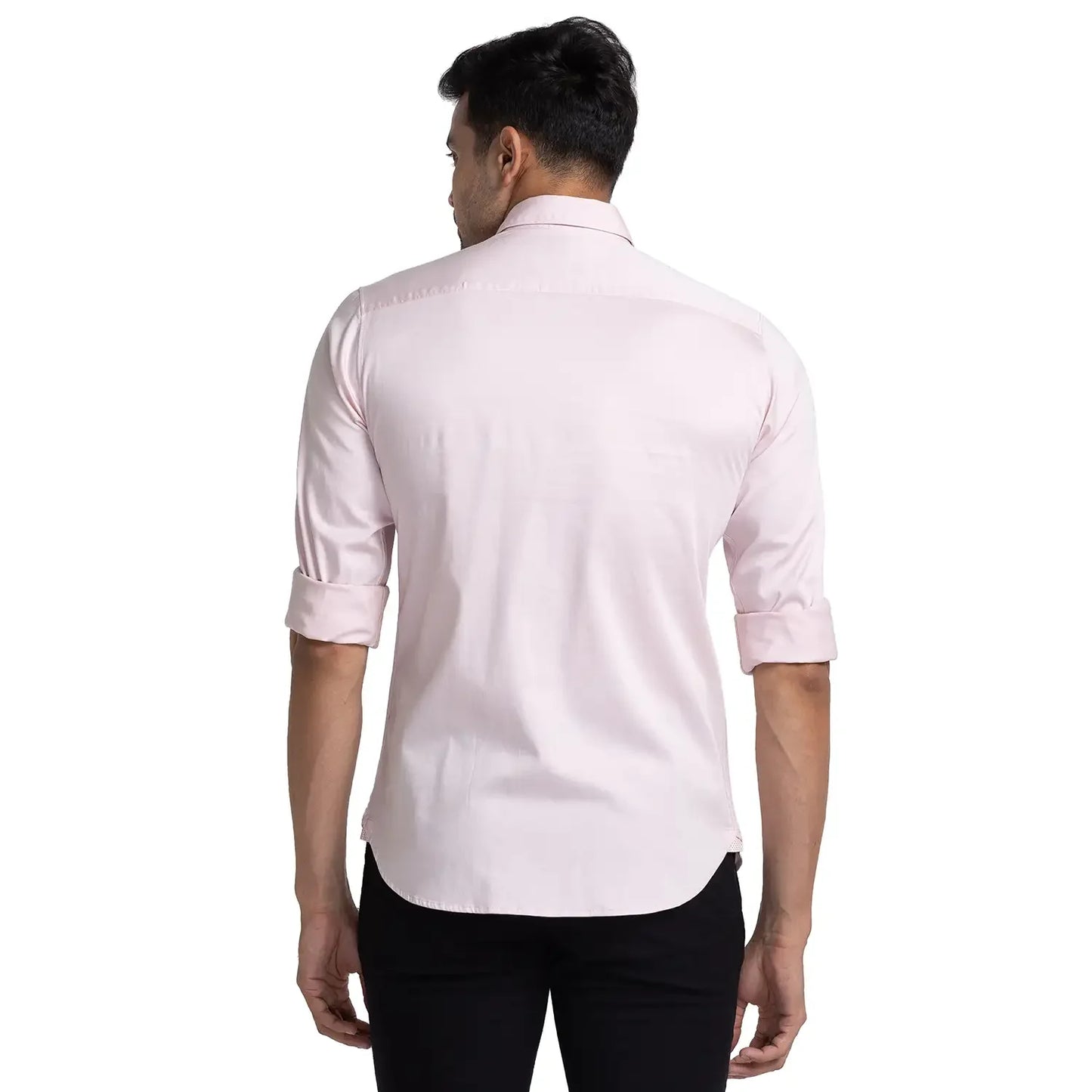 Raymond Men Pink Solid Slim Fit Cotton Blend Casual Shirt