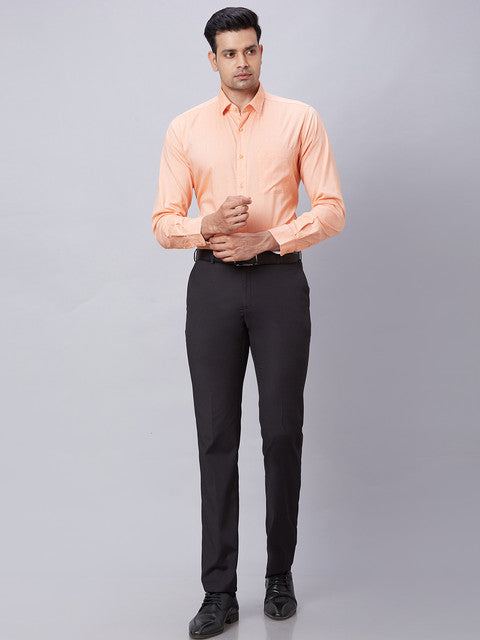 Raymond Men Orange Slim Fit Solid Regular Collar Shirt