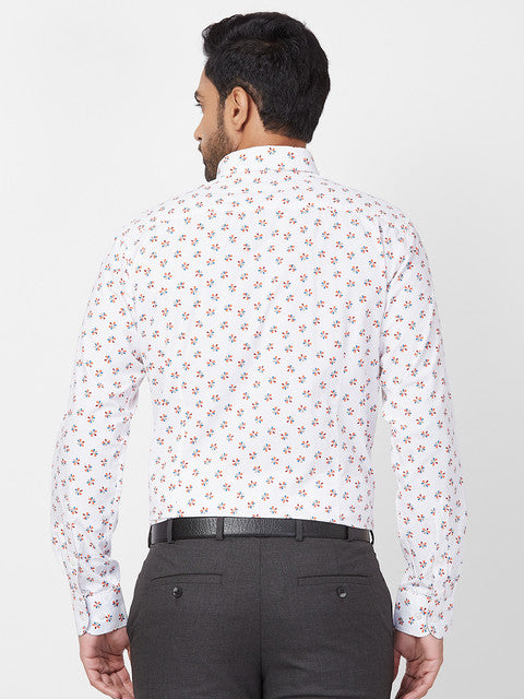 Raymond Men White Slim Fit Printed Regular Collar Shirt