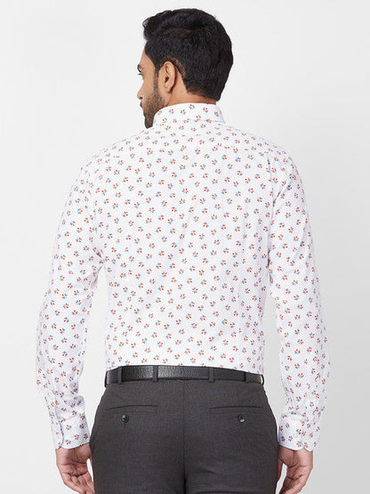 Raymond Men White Slim Fit Printed Regular Collar Shirt
