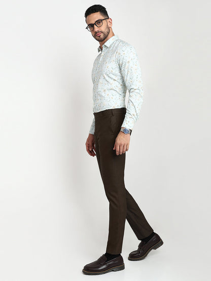 Raymond Men Green Solid Slim Fit Cotton Casual Shirt