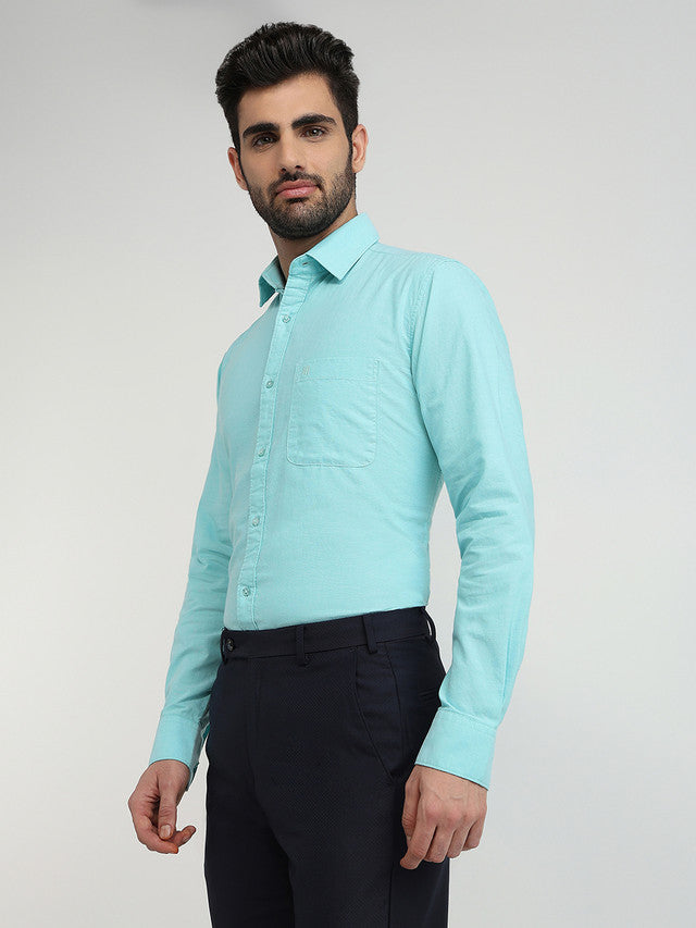 Raymond Men Blue Oxford Slim Fit Cotton Casual Shirt