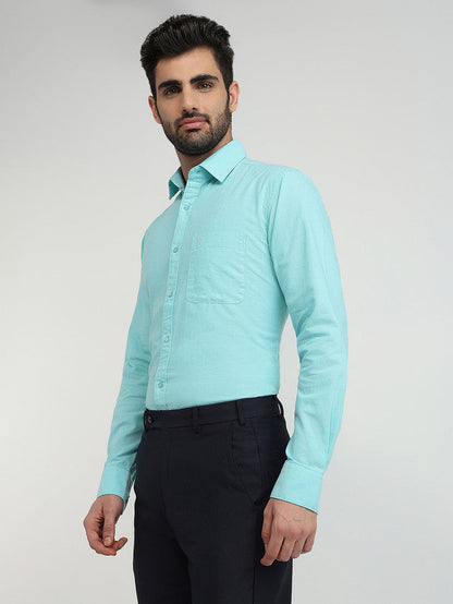 Raymond Men Blue Oxford Slim Fit Cotton Casual Shirt