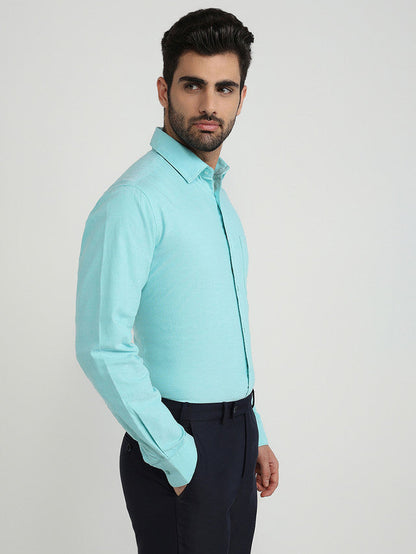 Raymond Men Blue Oxford Slim Fit Cotton Casual Shirt