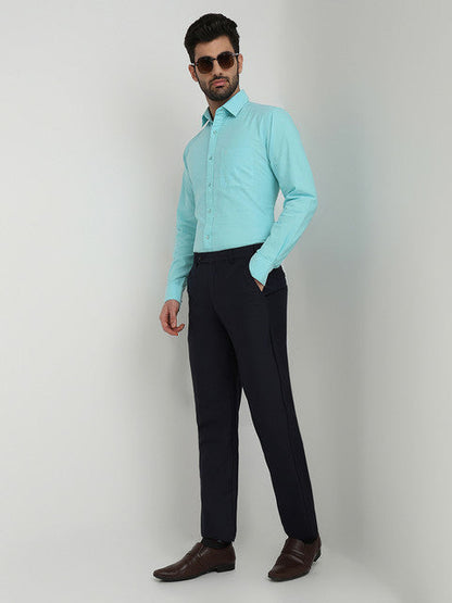 Raymond Men Blue Oxford Slim Fit Cotton Casual Shirt