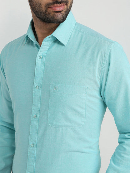 Raymond Men Blue Oxford Slim Fit Cotton Casual Shirt