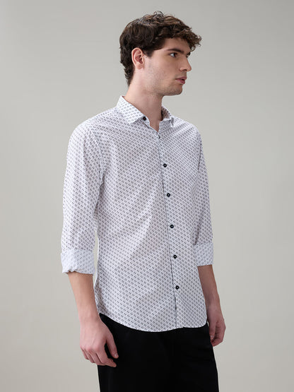 Raymond Men Brown Printed Slim Fit Cotton Full Sleeve Casual Shirt