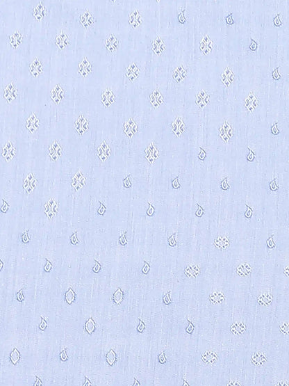 Raymond Men Blue Jacquard Contemporary Fit Cotton Shirts