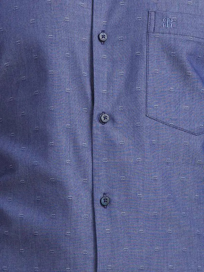 Men Blue Contemporary Fit Structure Cotton Shirts