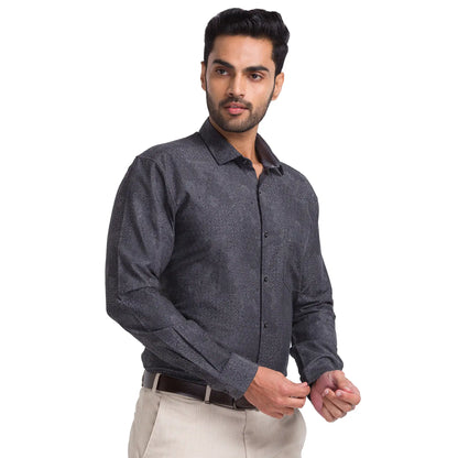 Men Grey Contemporary Fit Jacquard Cotton Shirts