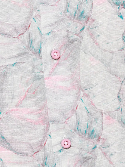 Raymond Men Blue Print Regular Fit Cotton Blend Regular Collar Shirt