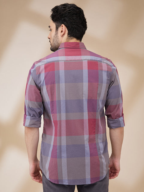 Raymond Men Grey Checks Regular Fit Cotton Casual Shirts