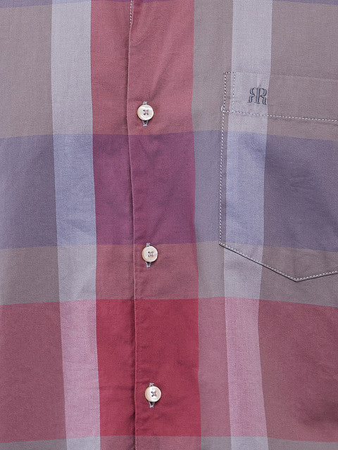 Raymond Men Grey Checks Regular Fit Cotton Casual Shirts