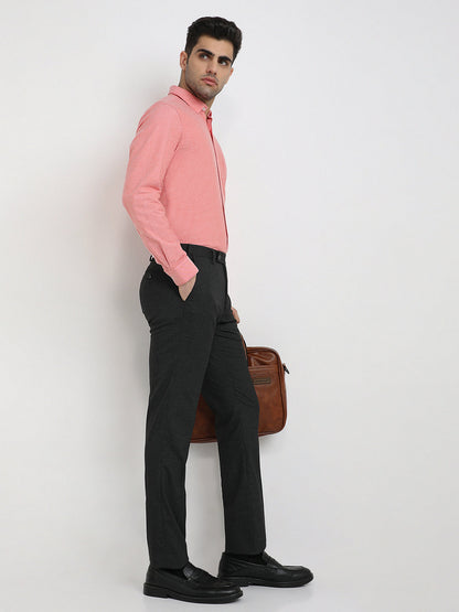 Raymond Men Red Chambray Regular Fit Cotton Blend Full Sleeve Casual Shirt