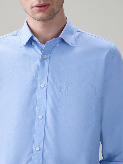 Raymond Men Blue Structure Regular Fit Cotton Full Sleeve Casual Shirt