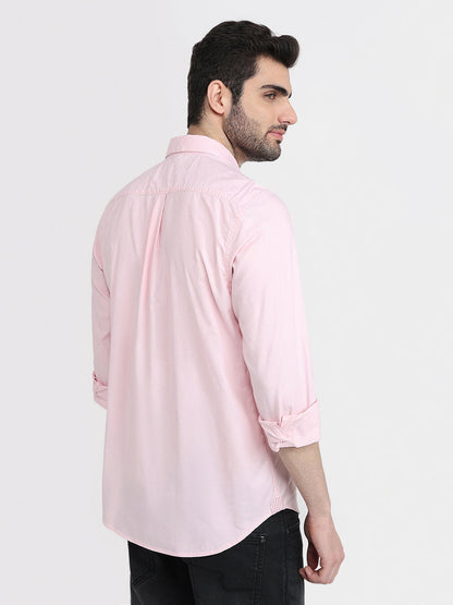 Raymond Men Red Structure Regular Fit Cotton Full Sleeve Regular Collar Casual Shirt