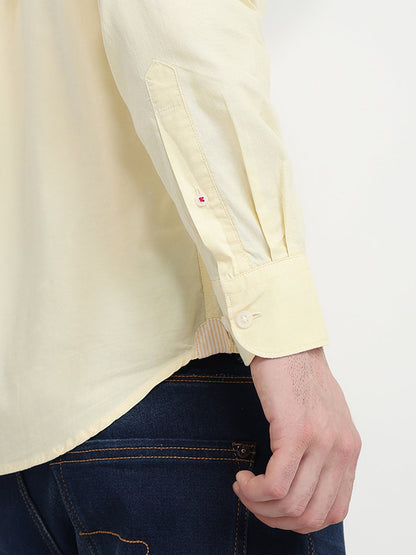 Raymond Men Yellow Structure Regular Fit Cotton Full Sleeve Casual Shirt