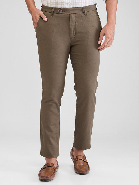 Raymond Green Solid Contemporary Fit Cotton Blend Trouser