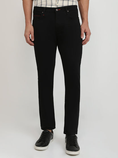 Raymond Men Black Solid Slim Fit Cotton Blend Jeans