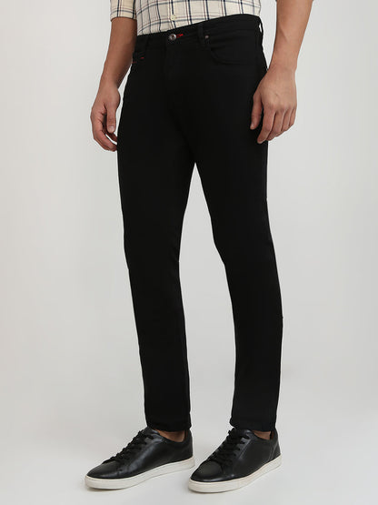 Raymond Men Black Solid Slim Fit Cotton Blend Jeans