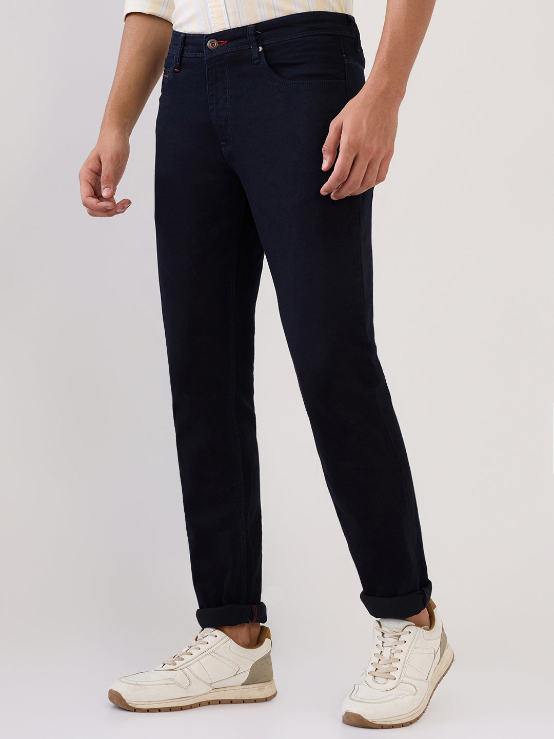 Raymond Men Blue Solid Slim Fit Cotton Blend Jeans