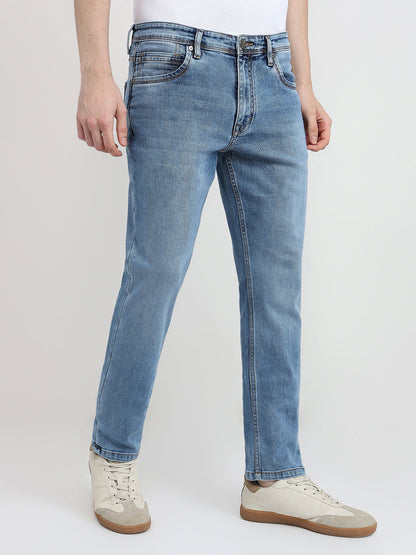 Raymond Men Blue Solid Slim Fit Cotton Blend Jeans
