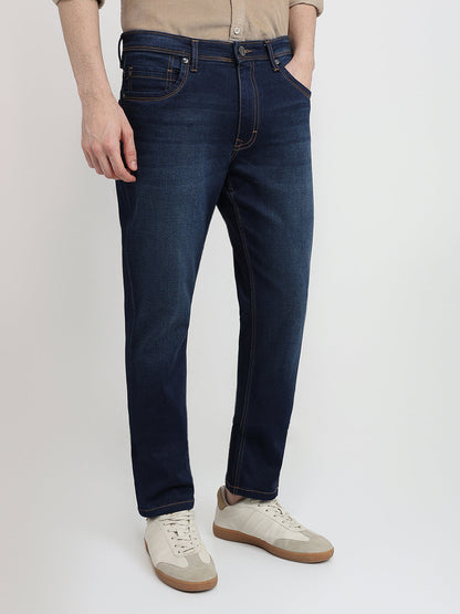 Raymond Men Blue Solid Slim Fit Cotton Blend Jeans