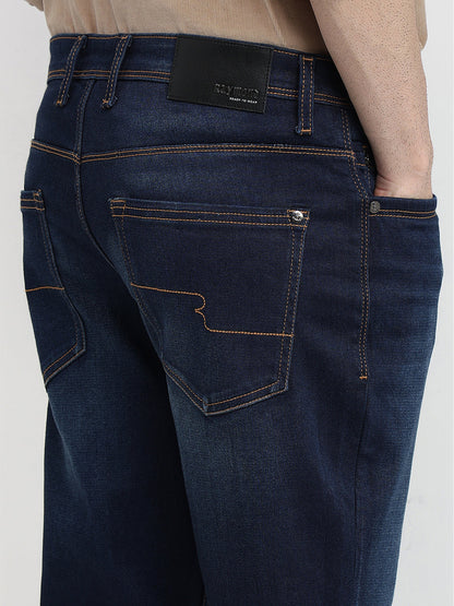 Raymond Men Blue Solid Slim Fit Cotton Blend Jeans