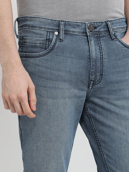 Raymond Men Blue Solid Slim Fit Cotton Blend Jeans