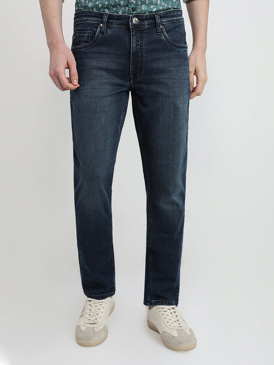 Raymond Men Blue Solid Slim Fit Cotton Blend Jeans