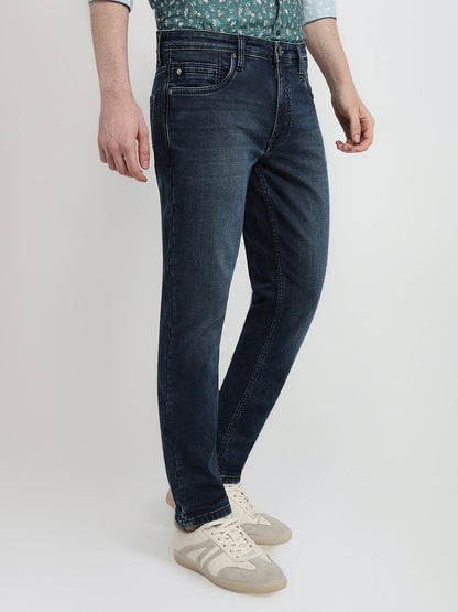Raymond Men Blue Solid Slim Fit Cotton Blend Jeans