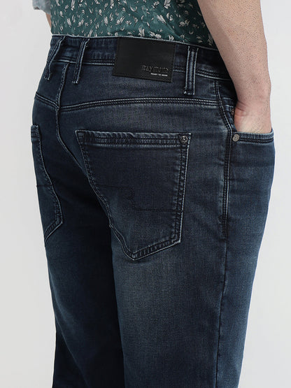 Raymond Men Blue Solid Slim Fit Cotton Blend Jeans