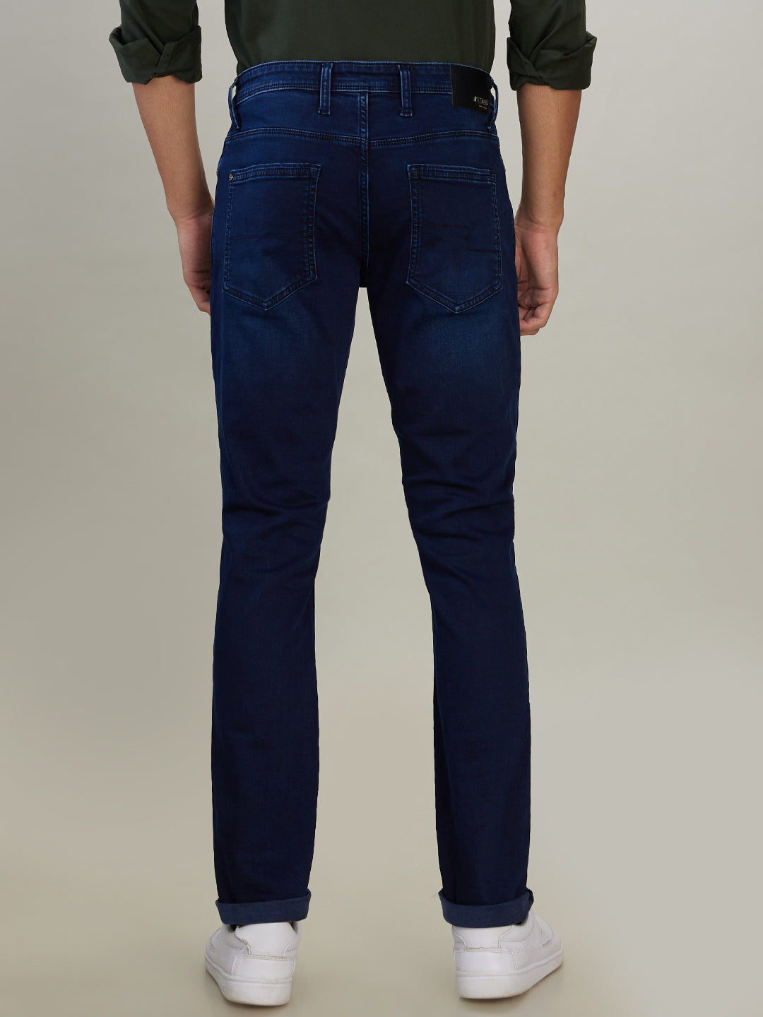 Raymond Men Blue Solid Slim Fit Cotton Blend Jeans