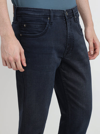 Raymond Men Blue Solid Slim Fit Cotton Blend Jeans